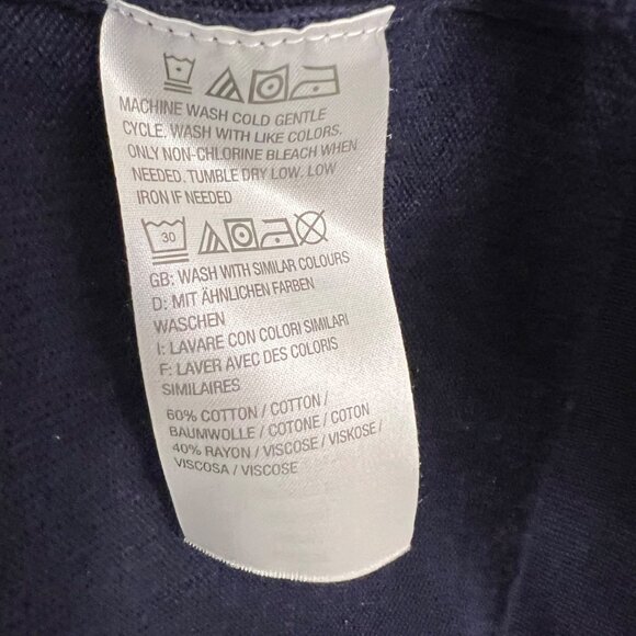 Isaac Mizrahi Live Navy Blue Tunic Sweater Top M 3/4 Sleeve Cotton Rayon Blend - Picture 5 of 5